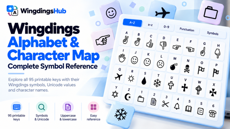 Wingdings Alphabet Character Map